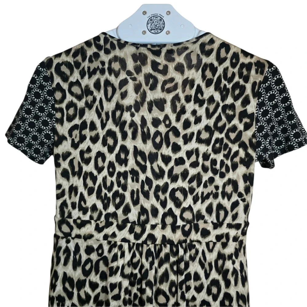Weekend Max Mara Leopard‎ Silk Cotton Midi Dress Women Long Sleeve Daywear